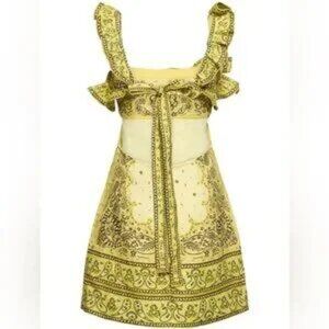 NWT Zimmerman Matchmaker Ruffled Linen Mini Dress, Size 8